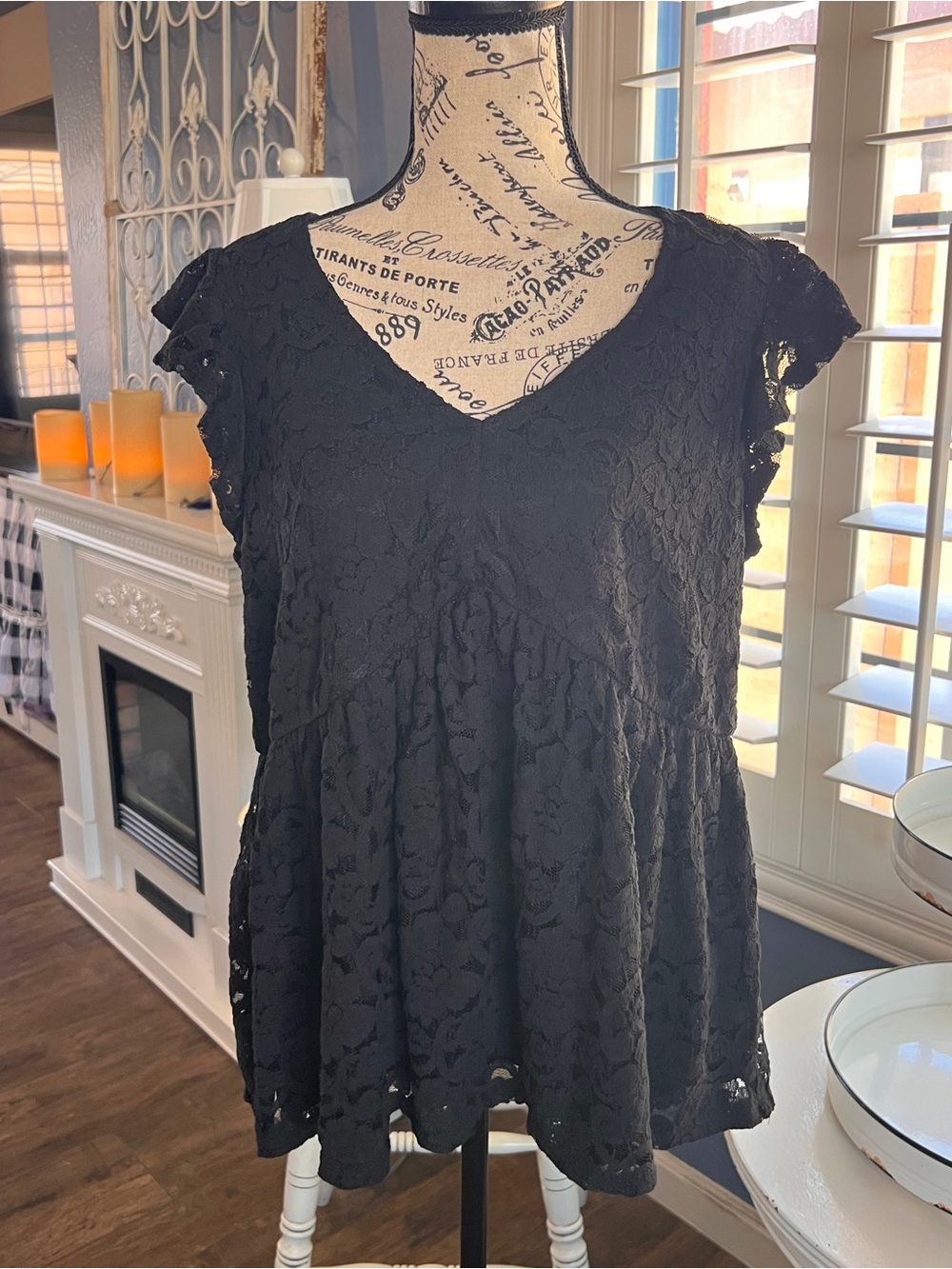 torrid Black Lace V-Neck Tunic Top